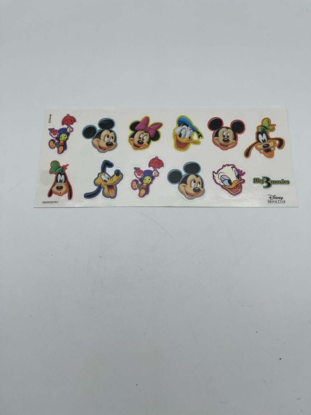 Vintage Disney Movie Club Character Sticker Sheet Mickey Minnie Donald Pluto Jim